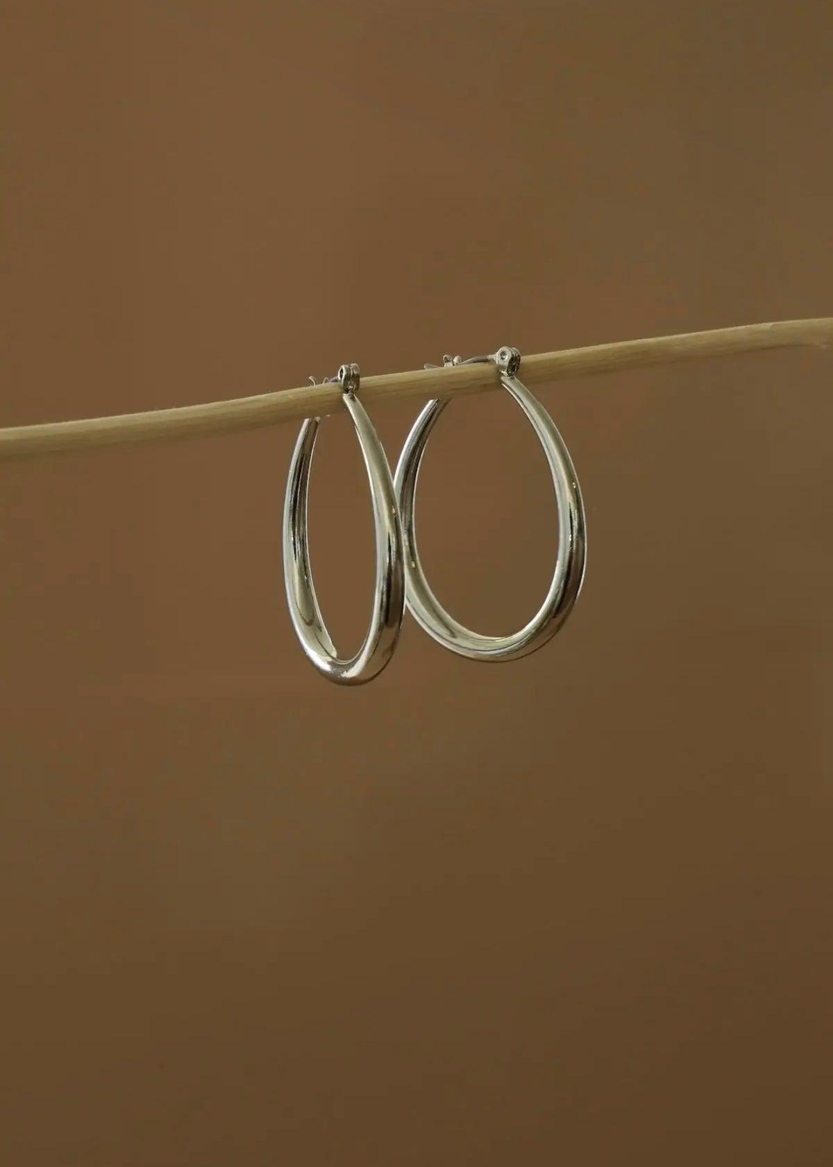 Large Teardrop Hoop - Silver