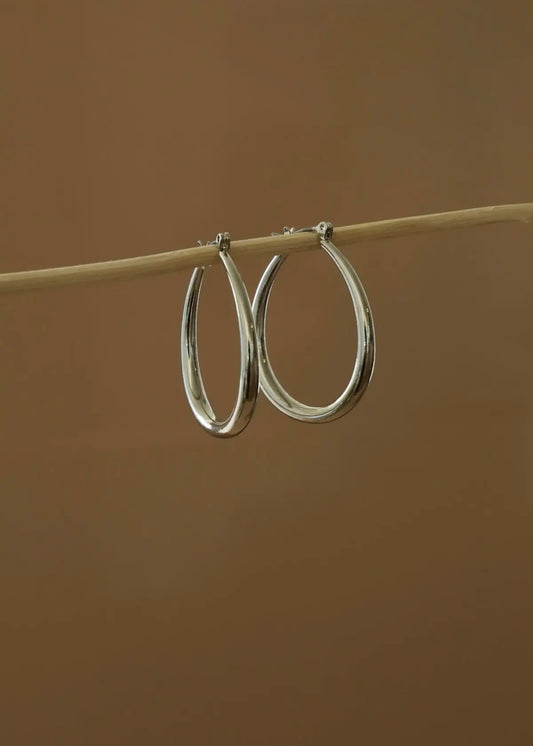 Large Teardrop Hoop - Silver
