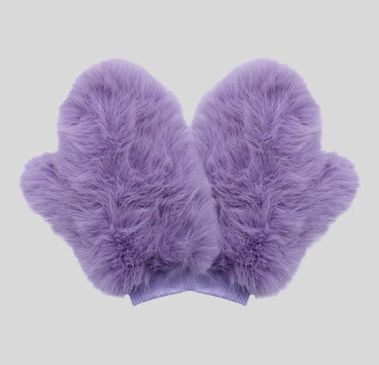 Faux Fur Mittens - Lavender