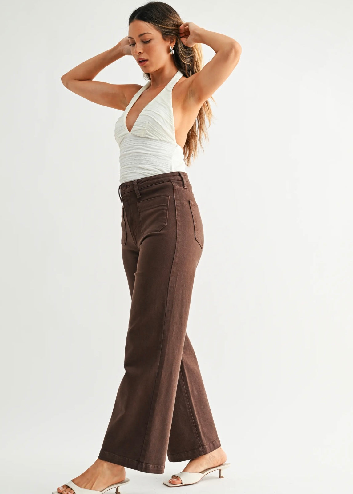 Patch Pocket Wide Leg Jean