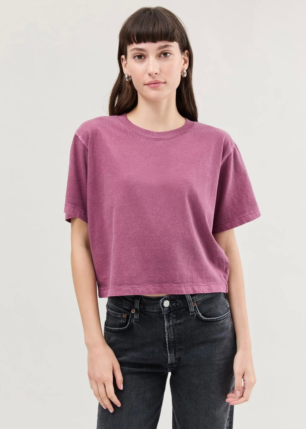 The Relaxed Crop Tee - Burgundy