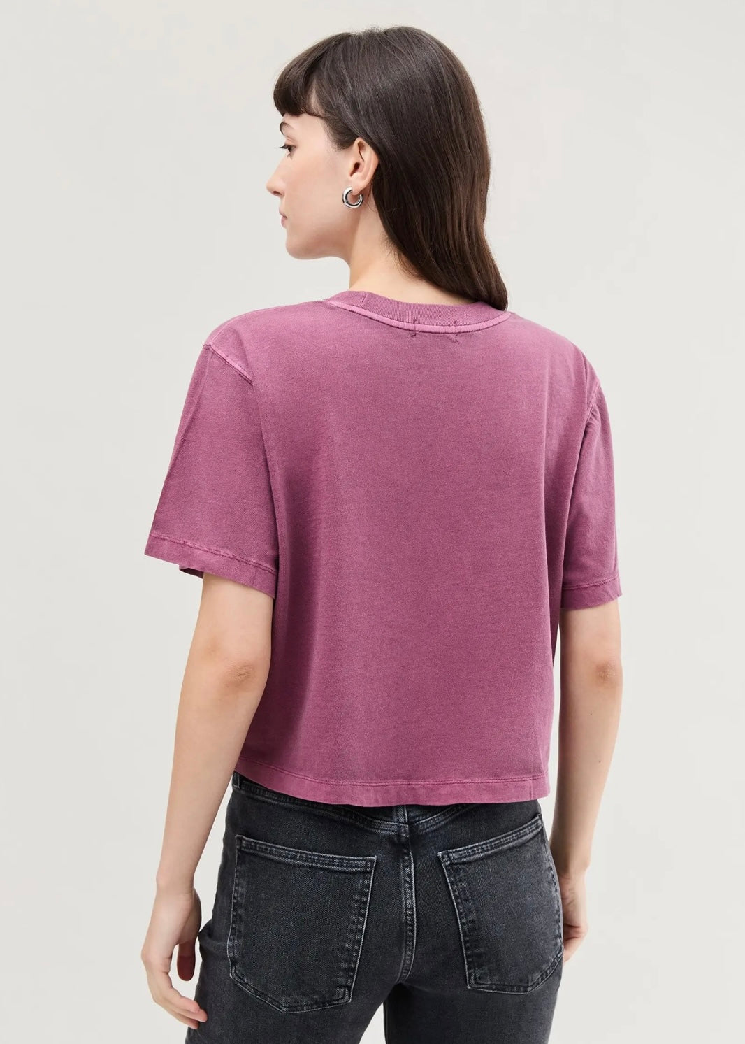 The Relaxed Crop Tee - Burgundy