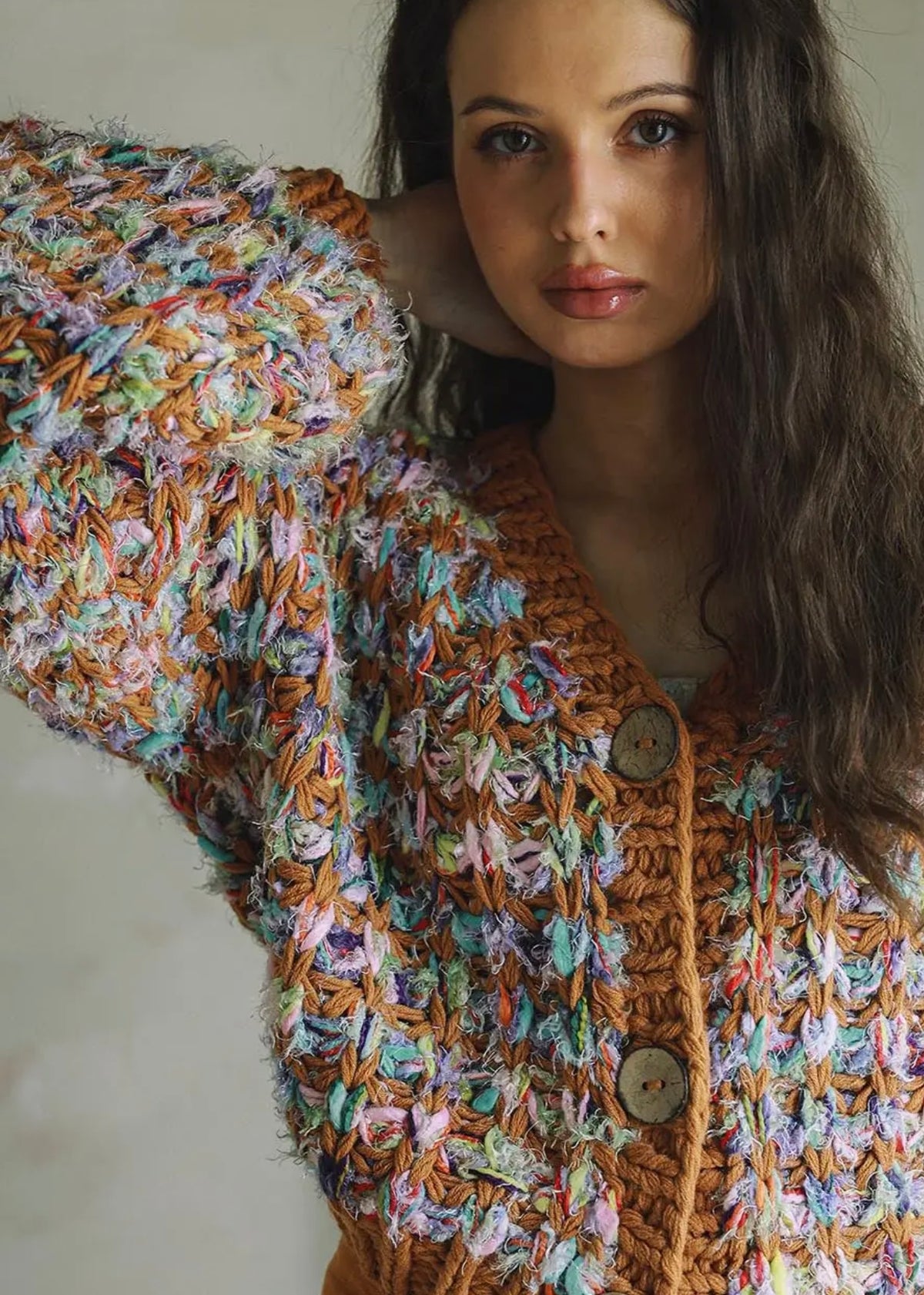 Hand Knit Multicolor Cardigan