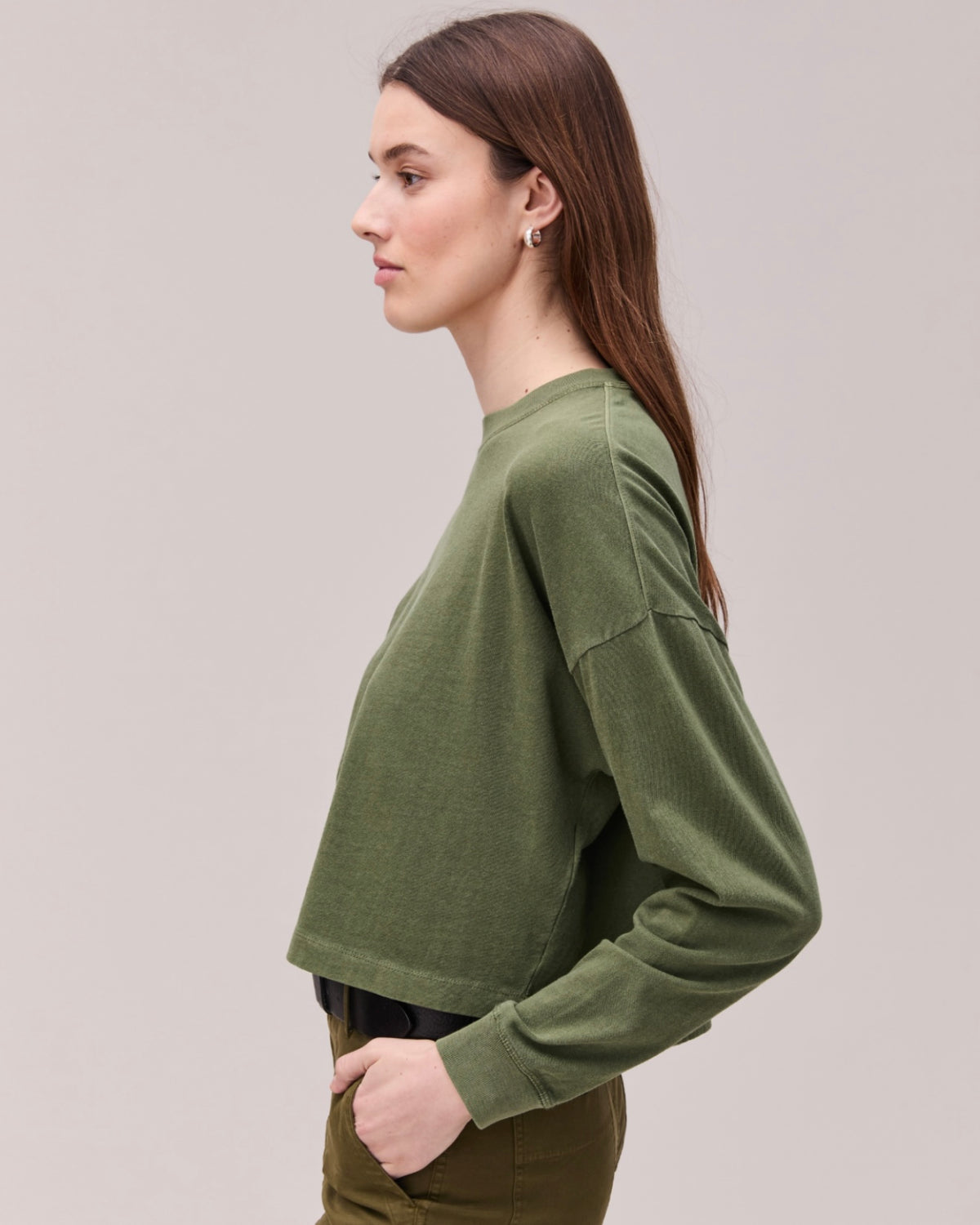 Relaxed Crop Long Sleeve Tee - Cypress