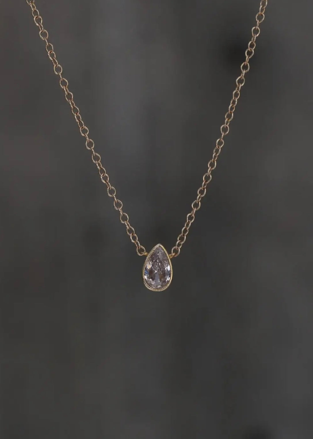 Floating Pear Bezel Necklace