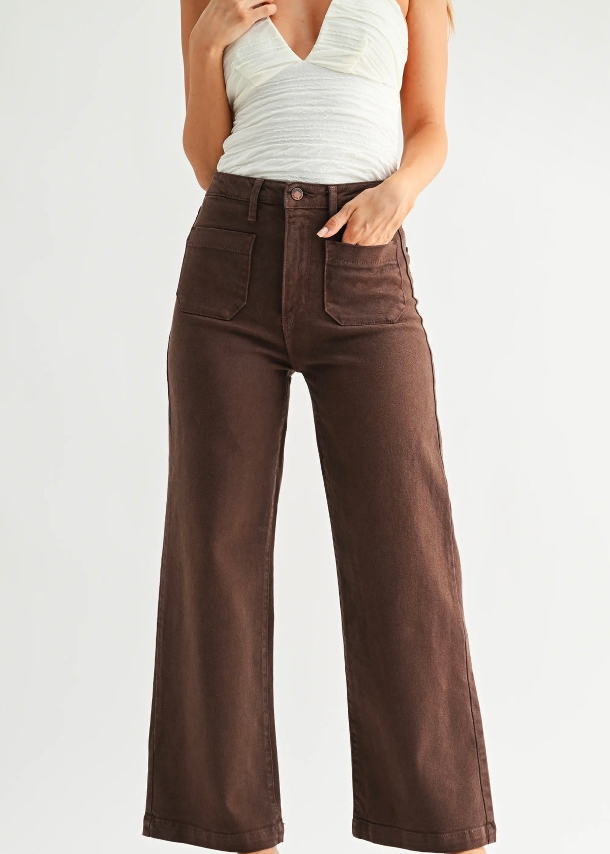 Patch Pocket Wide Leg Jean