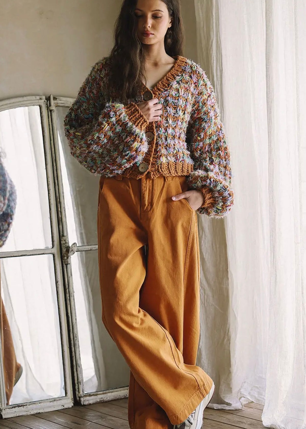 Hand Knit Multicolor Cardigan