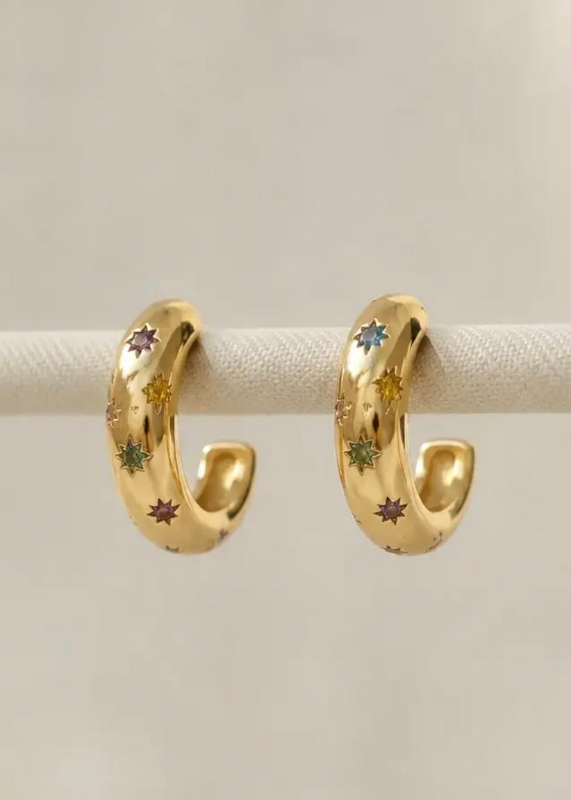 Penny Cz Star Hoop - Gold