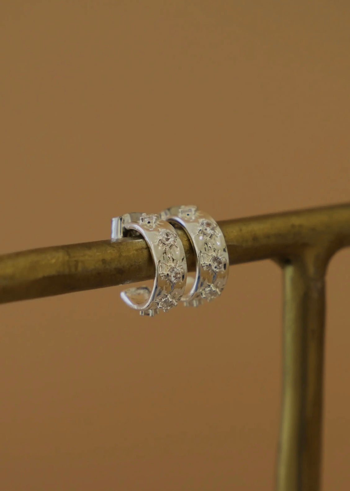 Cz Star Thick Hoops - Silver