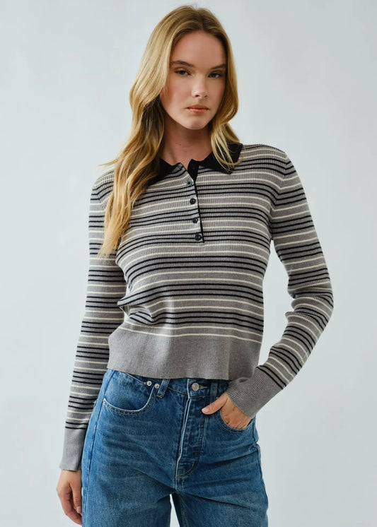Timeless Striped Polo Sweater