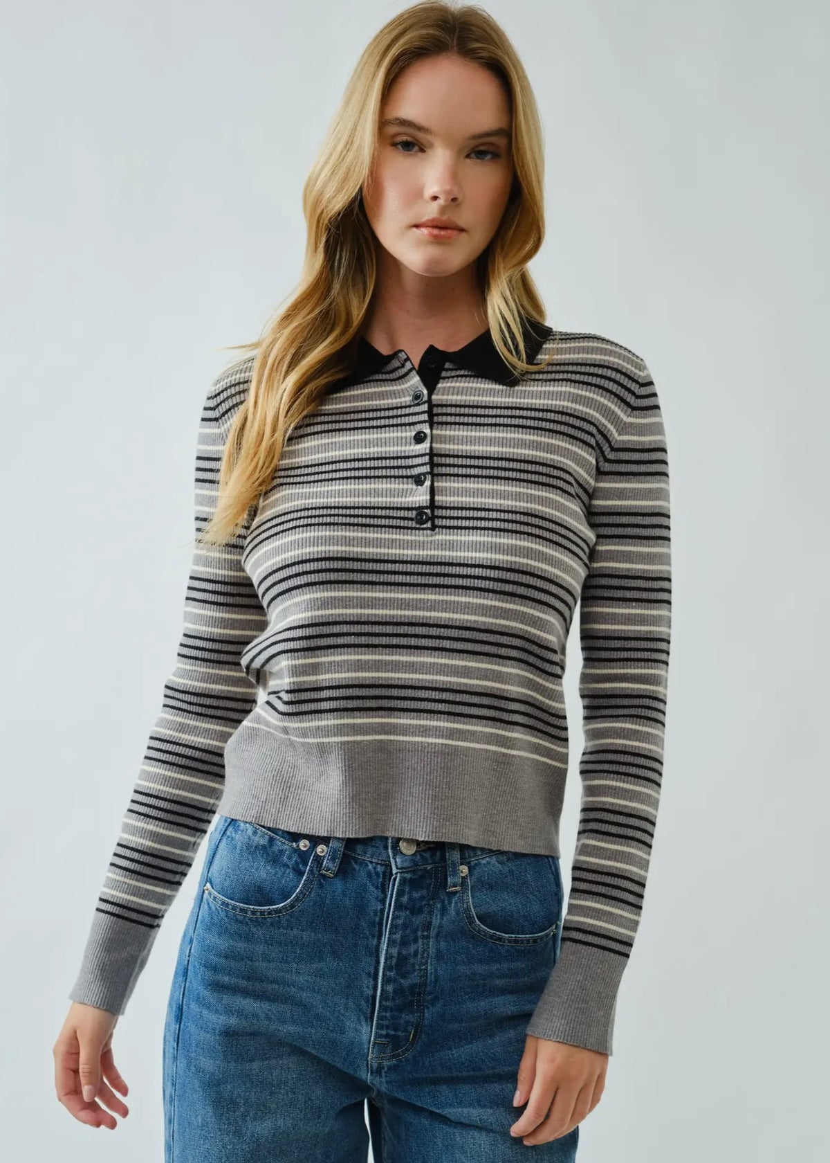 Timeless Striped Polo Sweater