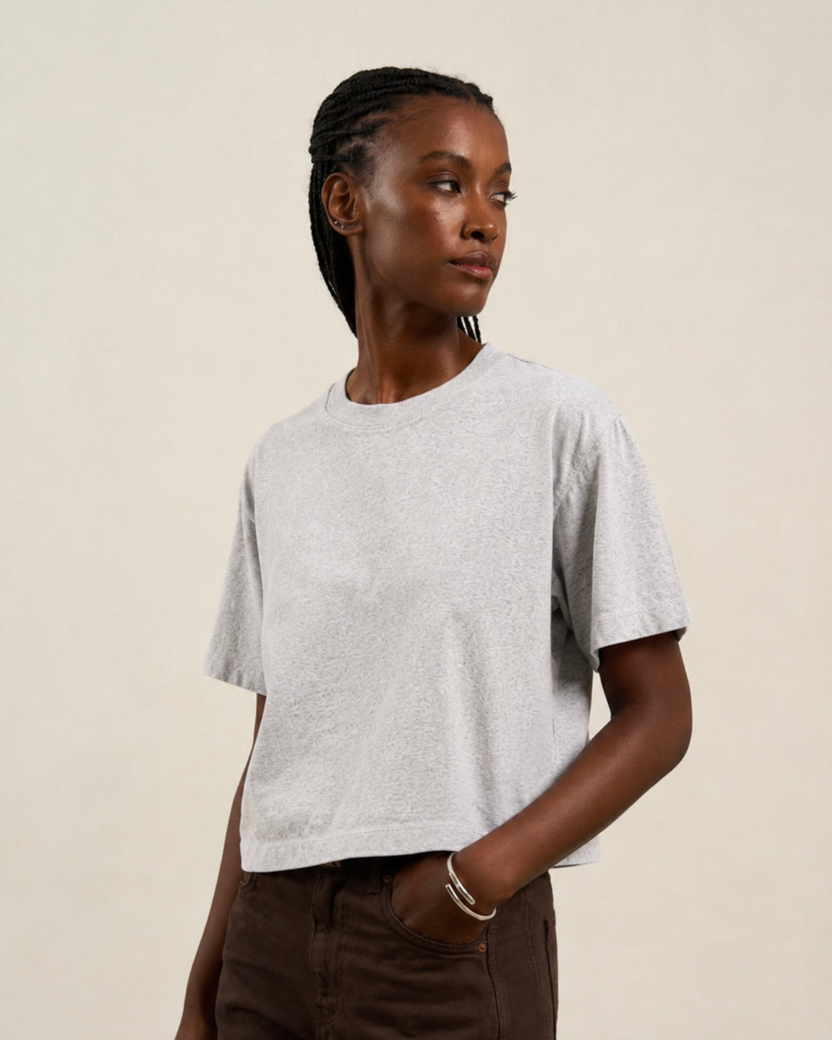 Vintage Jersey Oversized Crop - Antique Heather Grey