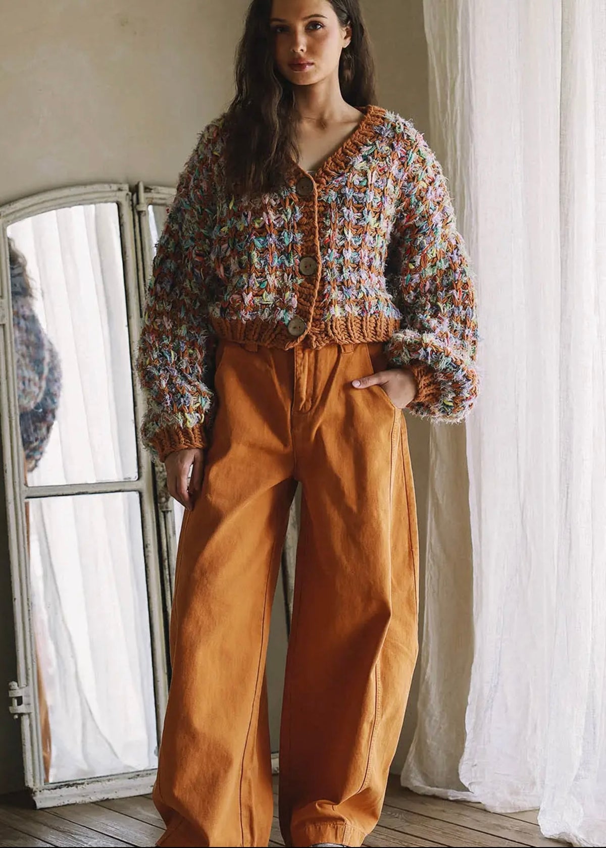 Hand Knit Multicolor Cardigan