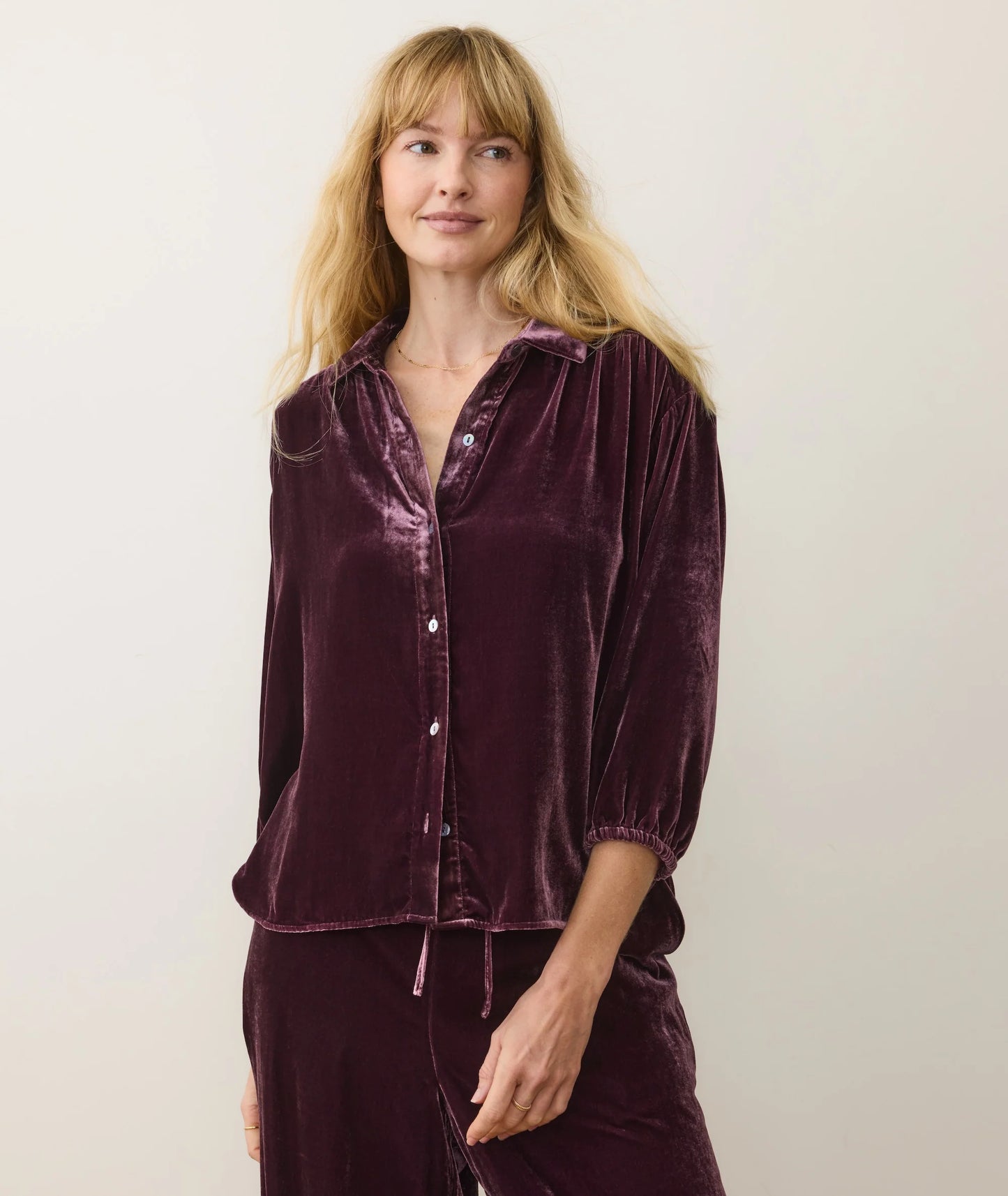 Bella Velvet Button Down