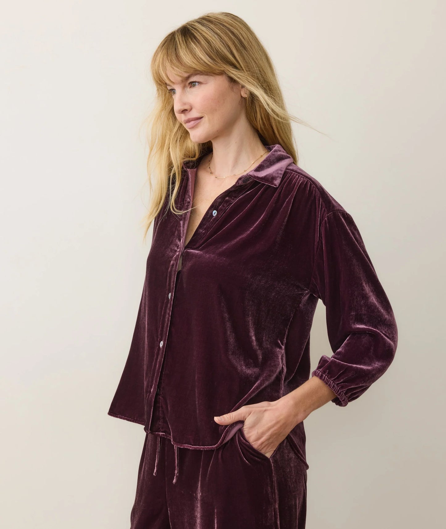 Bella Velvet Button Down
