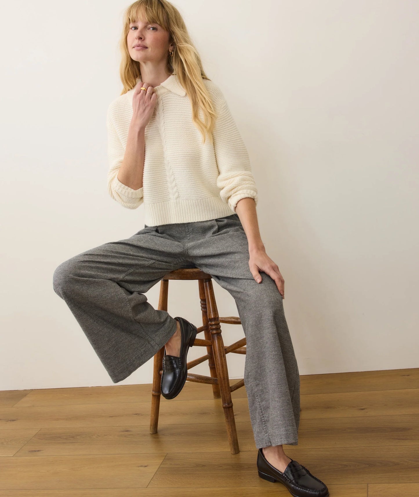 Everly Cable Knit Sweater Polo