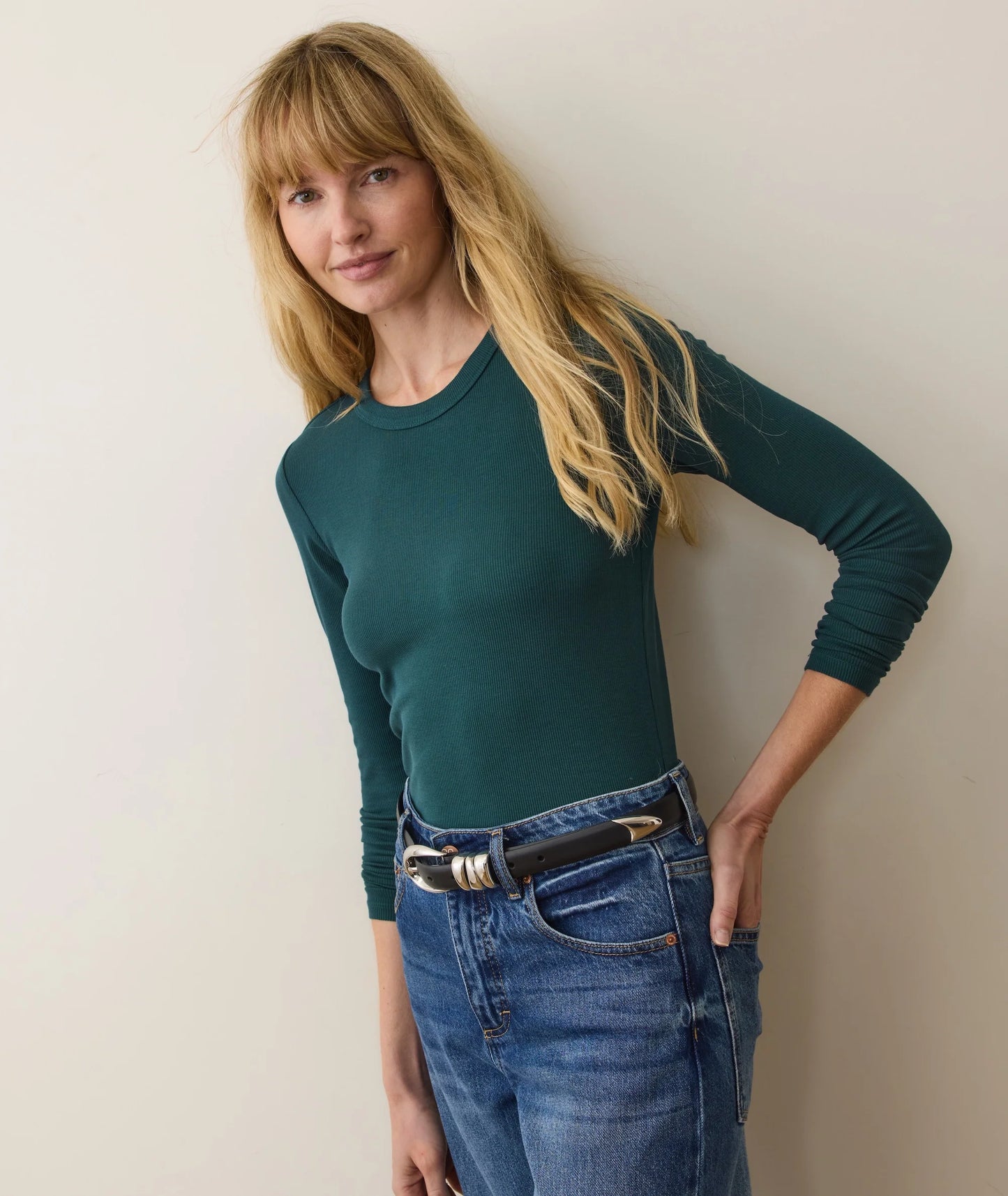 Lexi Sun-In Crew Longsleeve in Emerald