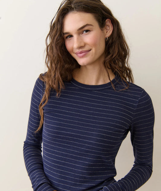 Lexi Sun-In Crew Longsleeve in Navy/Gold