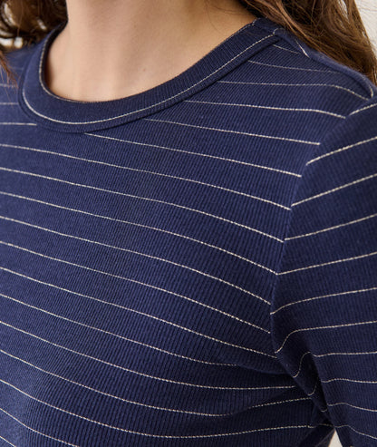 Lexi Sun-In Crew Longsleeve in Navy/Gold