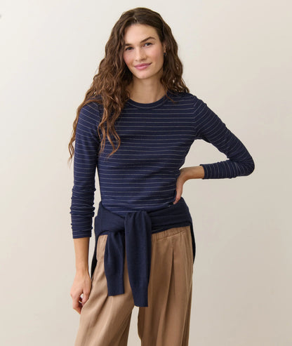 Lexi Sun-In Crew Longsleeve in Navy/Gold