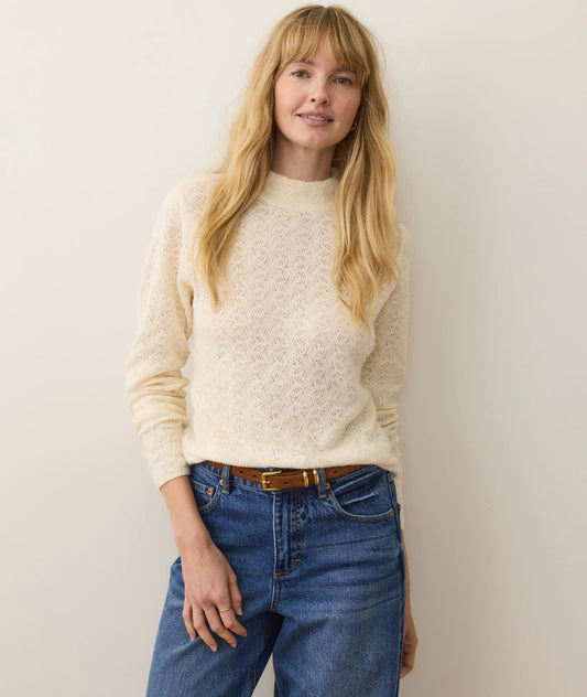 Lucia Pointelle Mock Neck Sweater