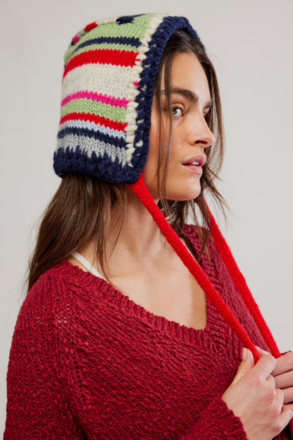 Evie Multi Stripe Bonnet in Navy Combo