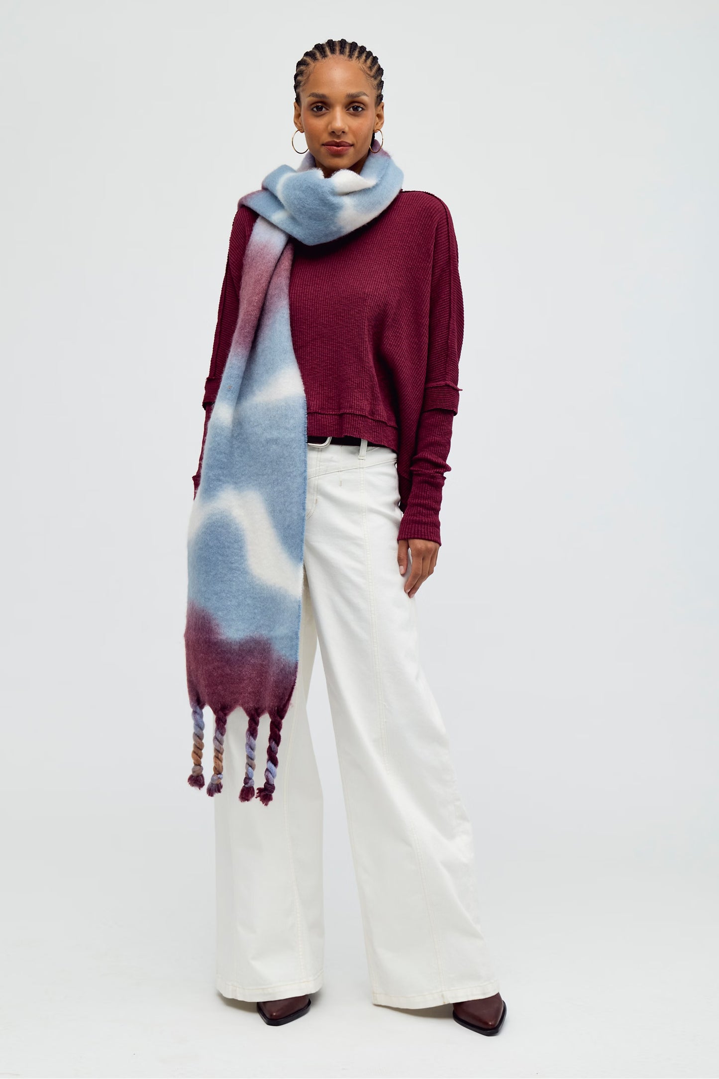 Winter Days Blanket Scarf in Berry Combo