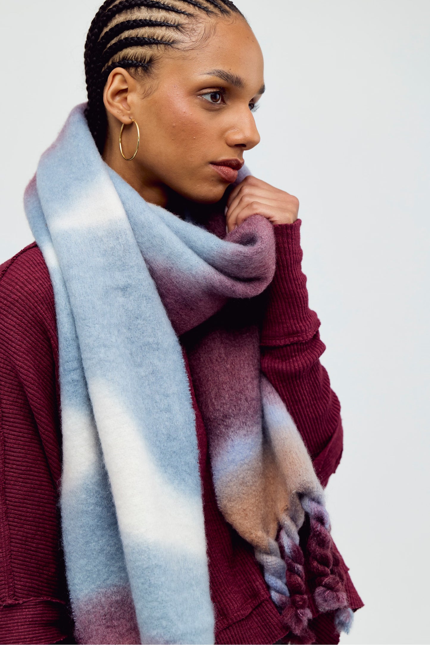Winter Days Blanket Scarf in Berry Combo