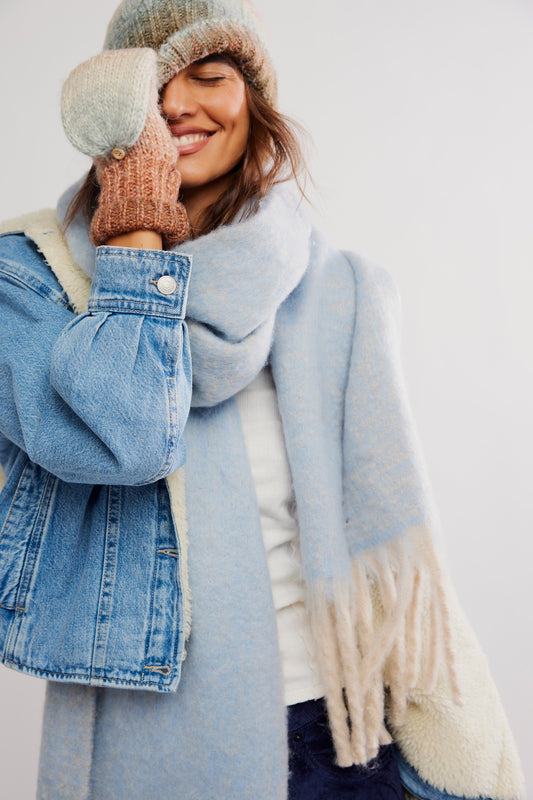 Winter Chill Blanket Scarf in Blue