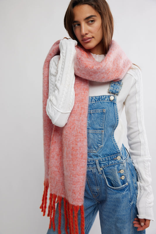Winter Chill Blanket Scarf in Pink
