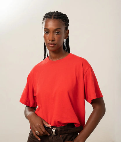 The Relaxed Crop Tee in Samba Red