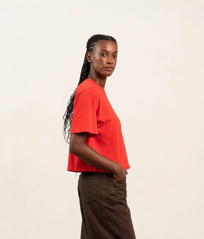 The Relaxed Crop Tee in Samba Red