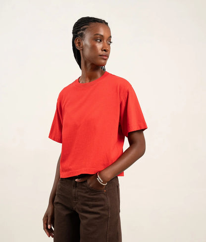 The Relaxed Crop Tee in Samba Red
