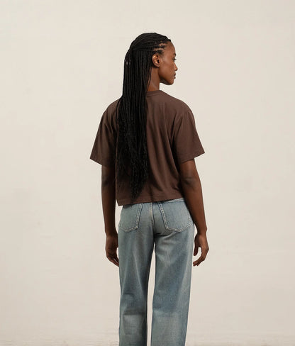 The Relaxed Crop Tee in Coffee Bean
