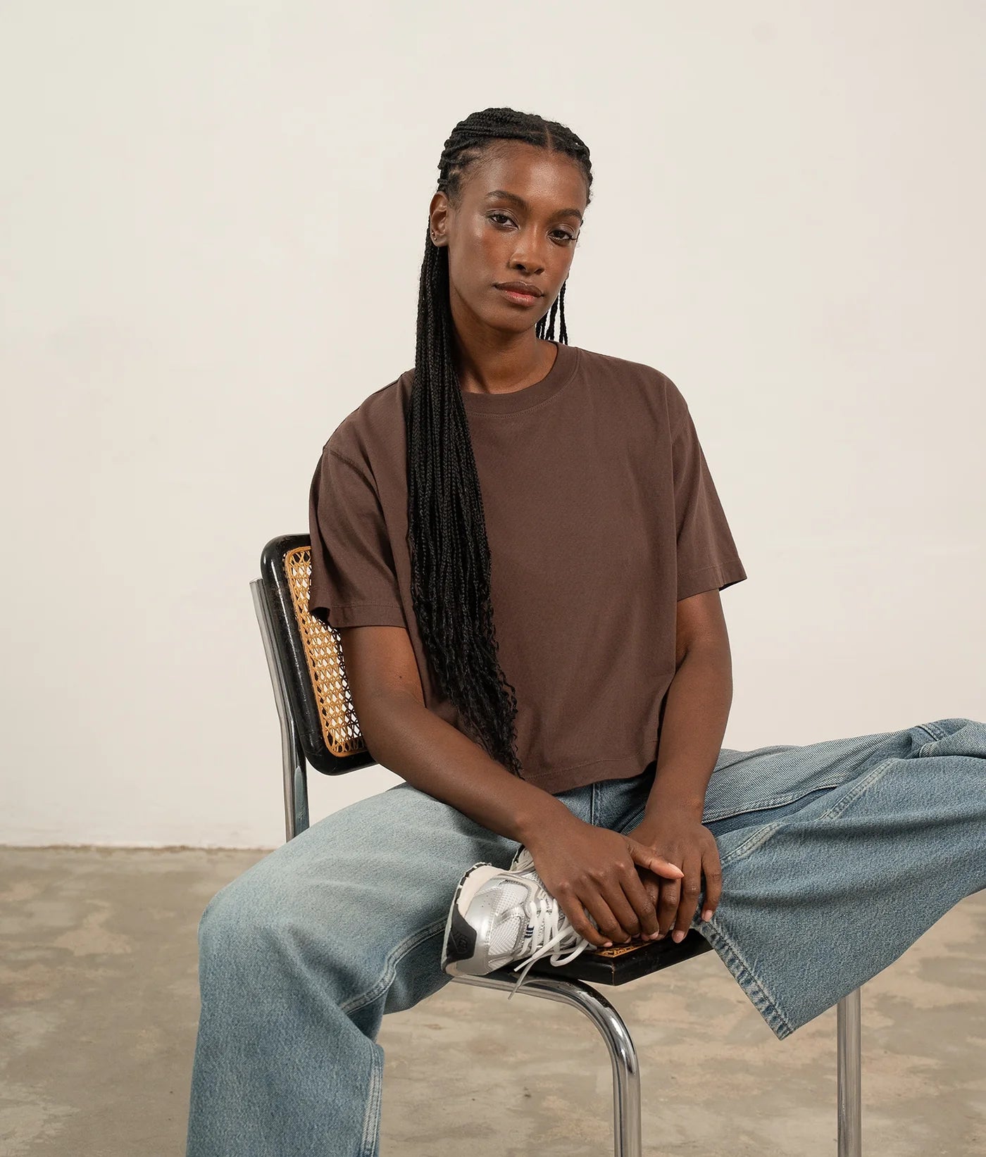 The Relaxed Crop Tee in Coffee Bean