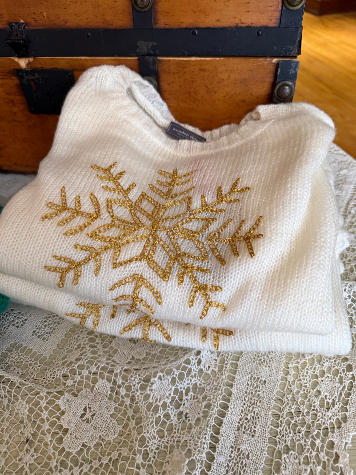 Metallic Snowflake Sweater