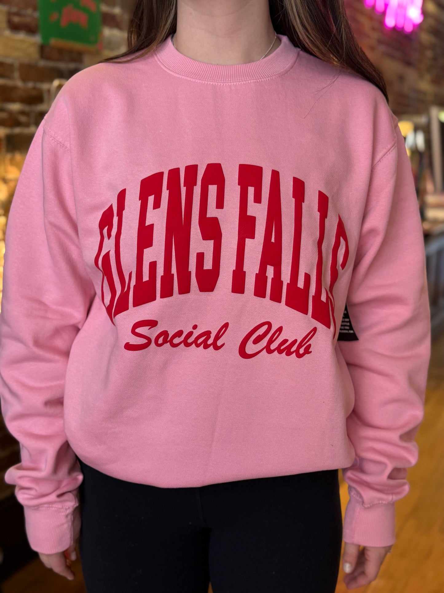 Glens Falls Social Club Pink Crewneck