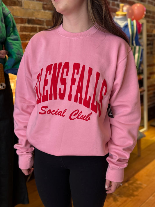 Glens Falls Social Club Pink Crewneck