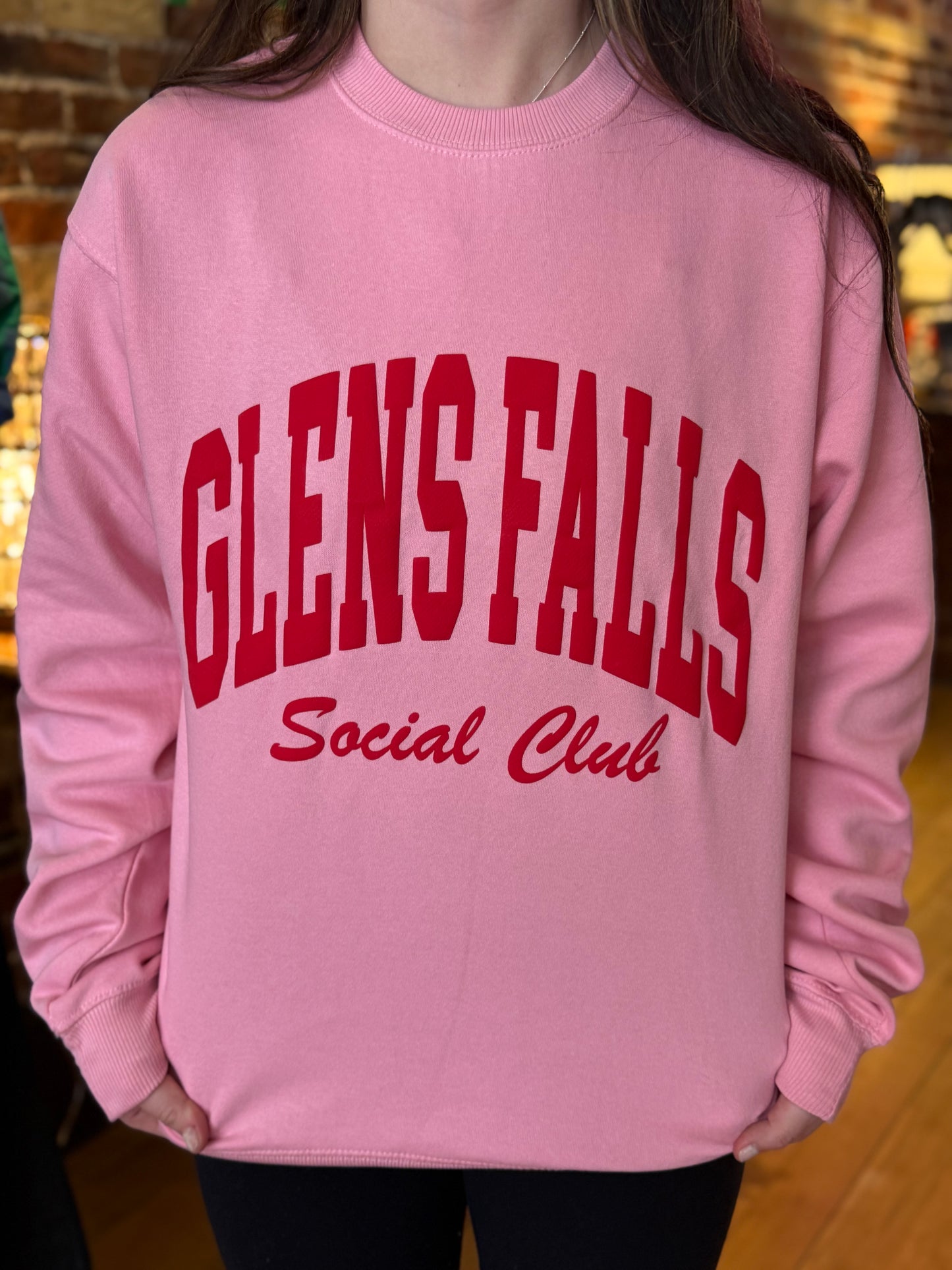 Glens Falls Social Club Pink Crewneck