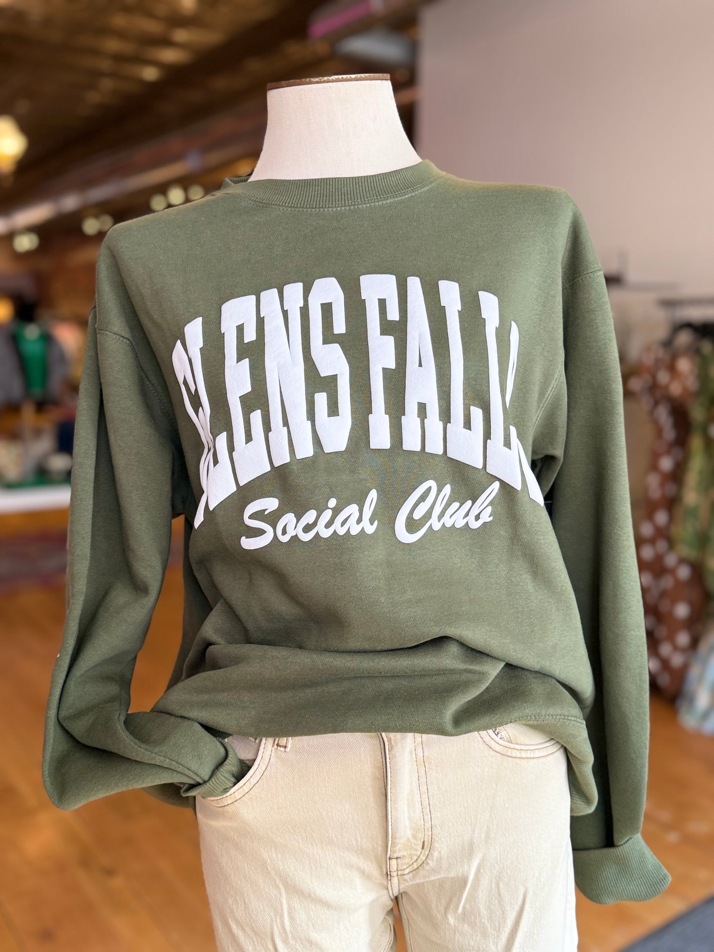 Glens Falls Social Club Green Crewneck