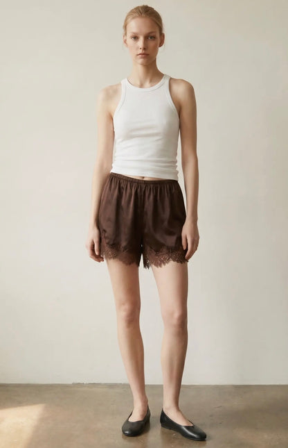 Ava Satin Lace Shorts