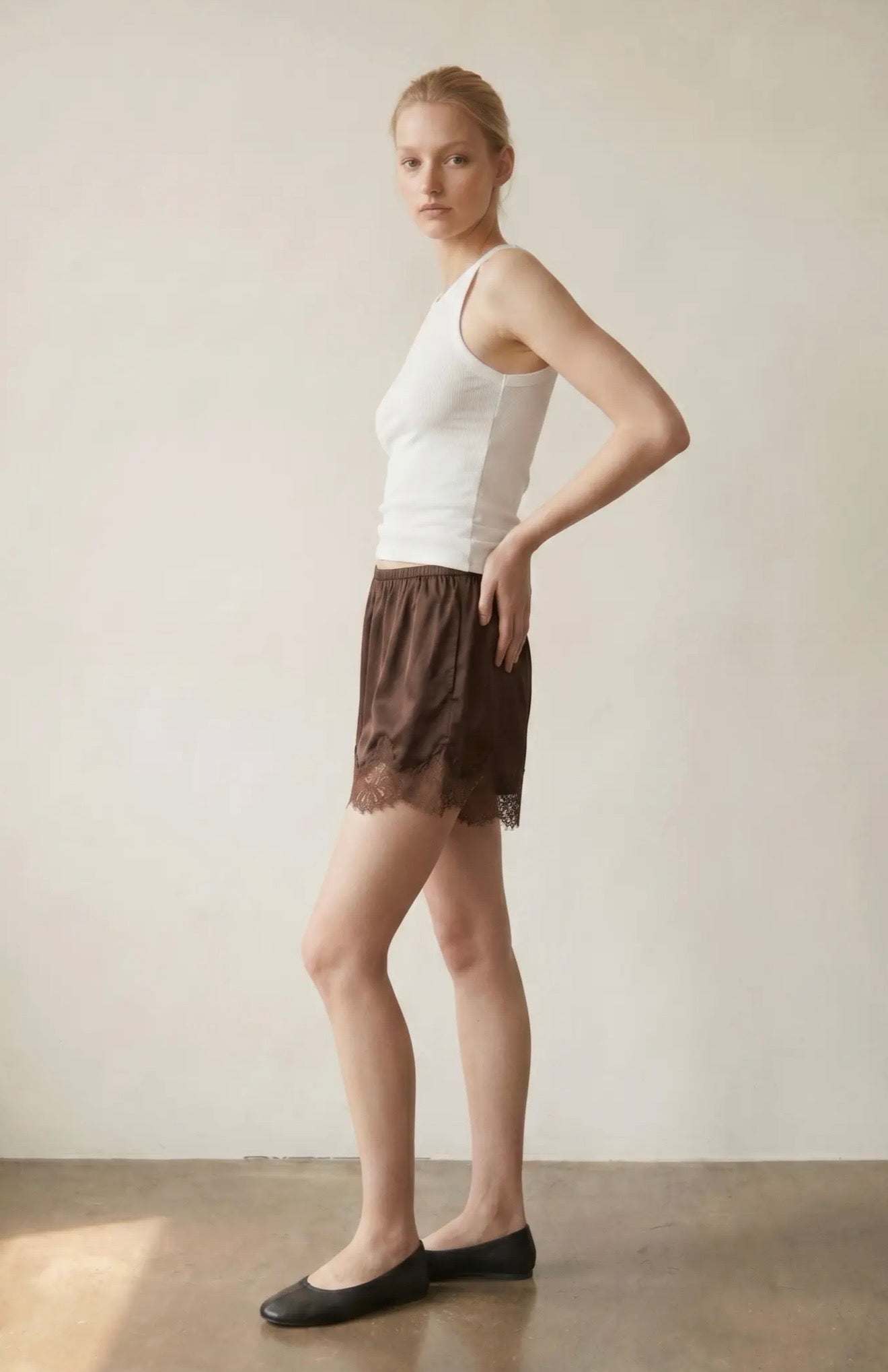Ava Satin Lace Shorts