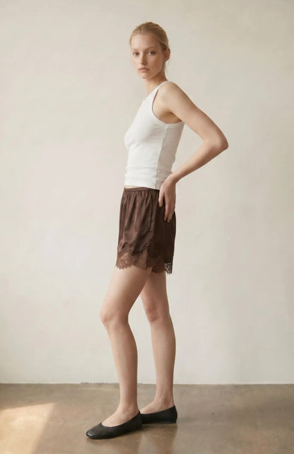 Ava Satin Lace Shorts