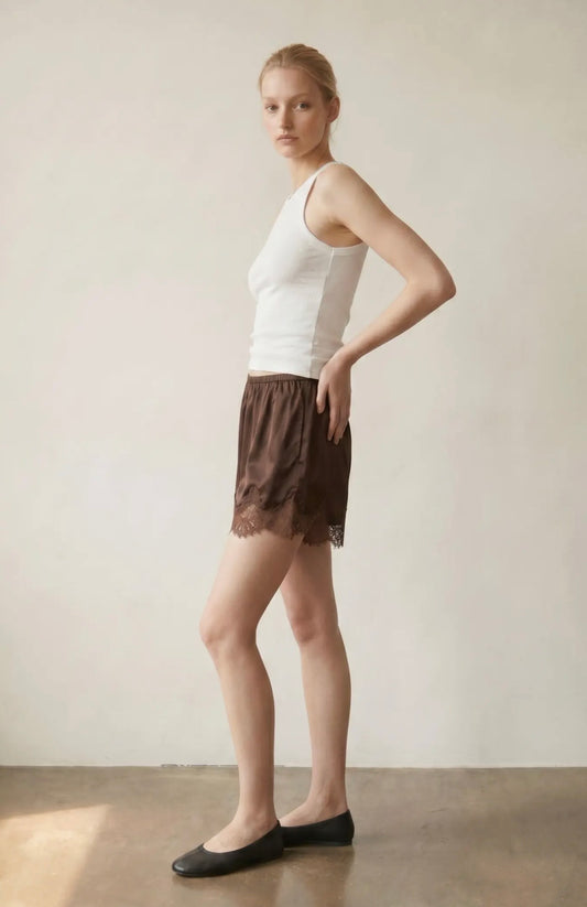 Ava Satin Lace Shorts
