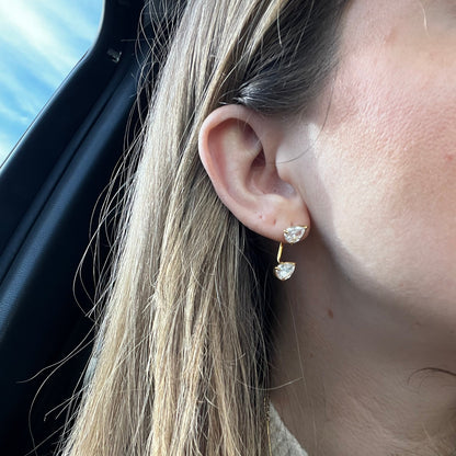 Double CZ Teardrop Stud