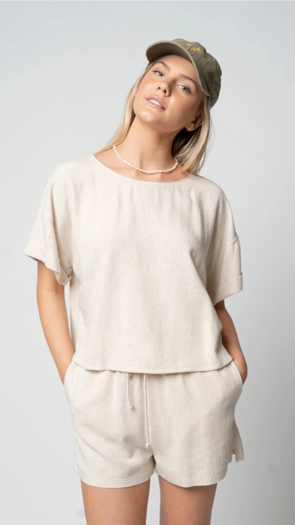 Elle Grey Linen Tee