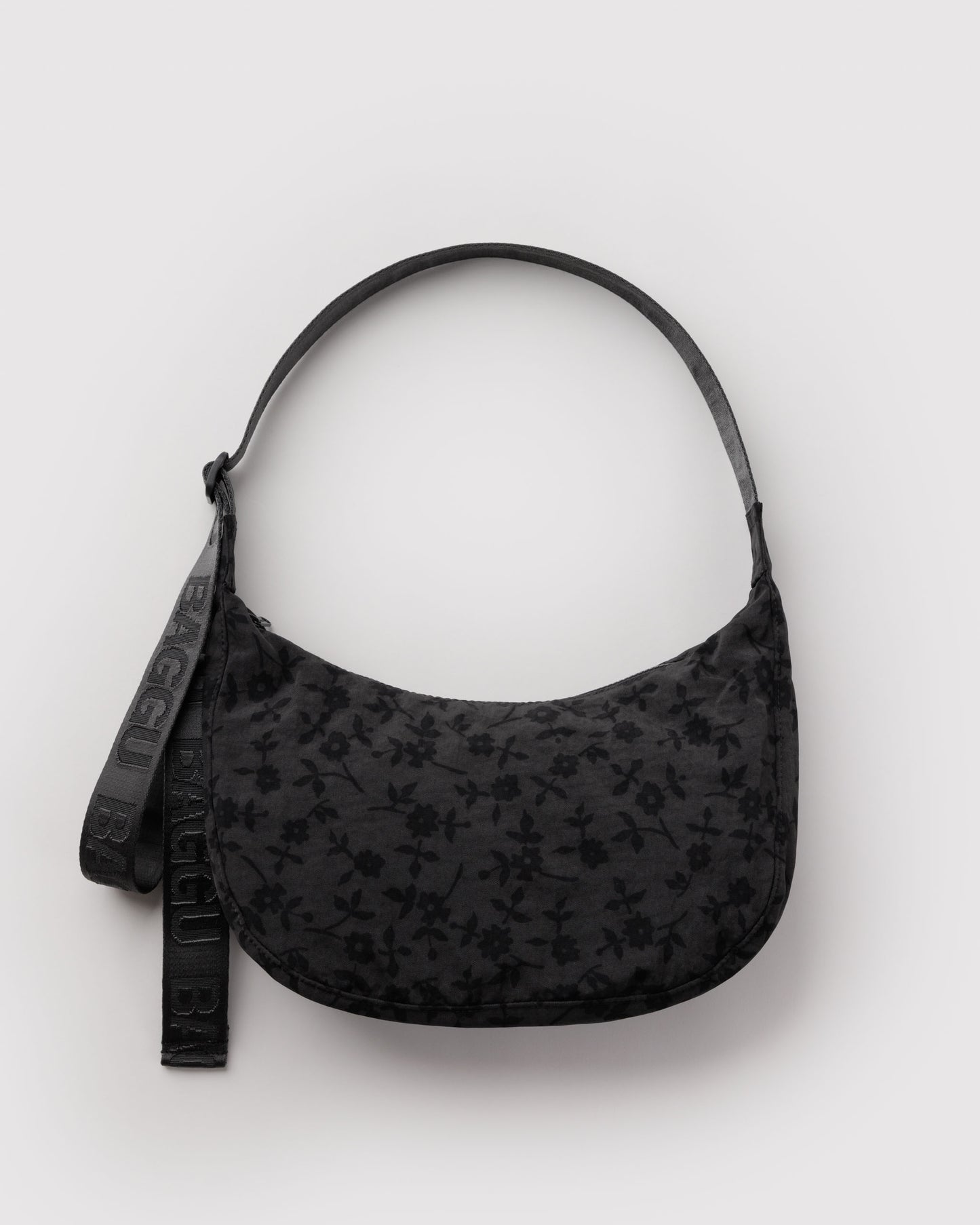 Medium Nylon Crescent Bag - Charcoal Ditsy Floral