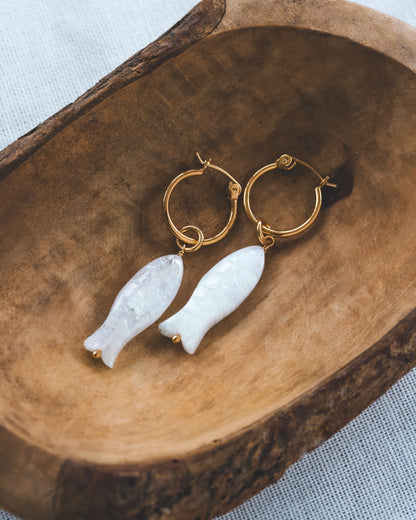 La Pesca Bella Gemstone Charm Hoop Earrings