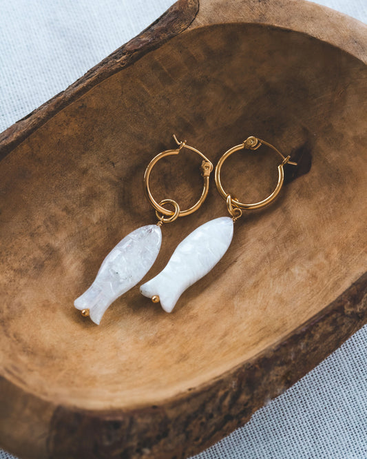 La Pesca Bella Gemstone Charm Hoop Earrings
