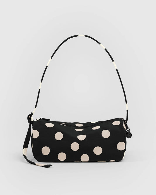 Nylon Loaf Bag - Black & Cream Polka Dot